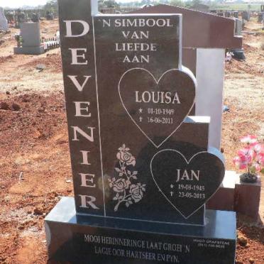 DEVENIER Jan 1945-2013 &amp; Louisa 1949-2011