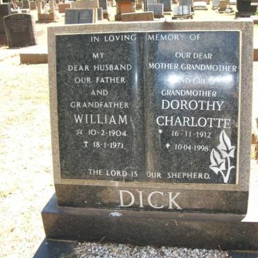 DICK William 1904-1971 &amp; Dorothy Charlotte 1912-1998
