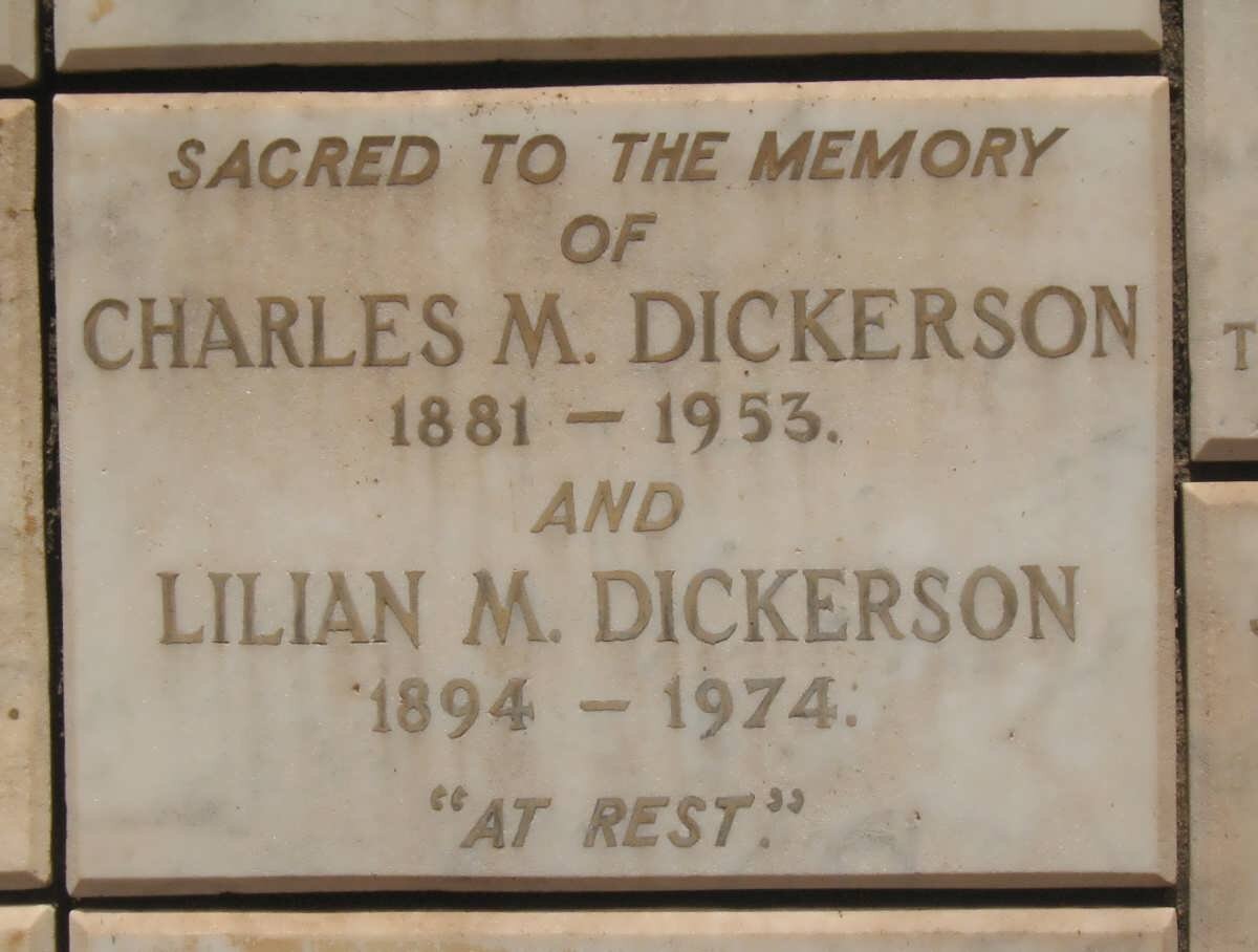 DICKERSON Charles M. 1881-1953 &amp; Lilian M. 1894-1974