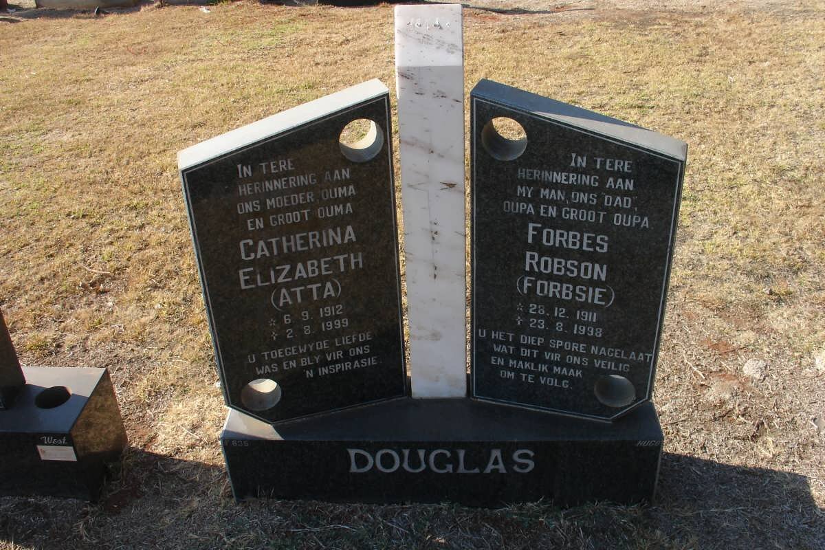 DOUGLAS Forbes Robson 1911-1998 &amp; Catherina Elizabeth 1912-1999
