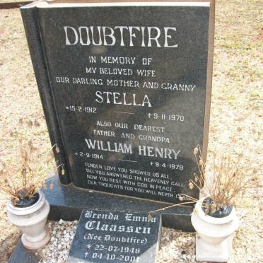 DOUBTFIRE William Henry 1914-1979 &amp; Stella 1914-1979 :: CLAASSEN Brenda Emma nee DOUBTFIRE