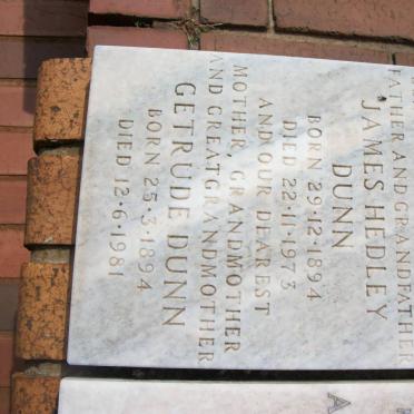 DUNN James Hedley 1894-1973 &amp; Getrude 1894-1981