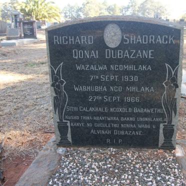 DUBAZANE Richard Shadrack Qonai 1930-1966