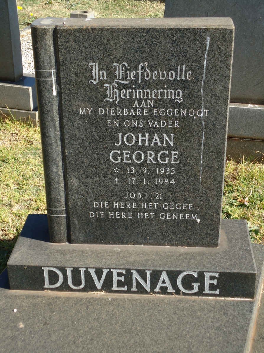 DUVENHAGE Johan George 1935-1984