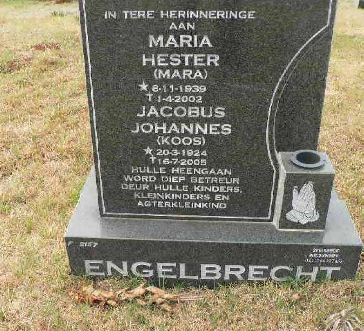 ENGELBRECHT Jacobus Johannes 1924-2005 &amp; Maria Hester 1939-2002