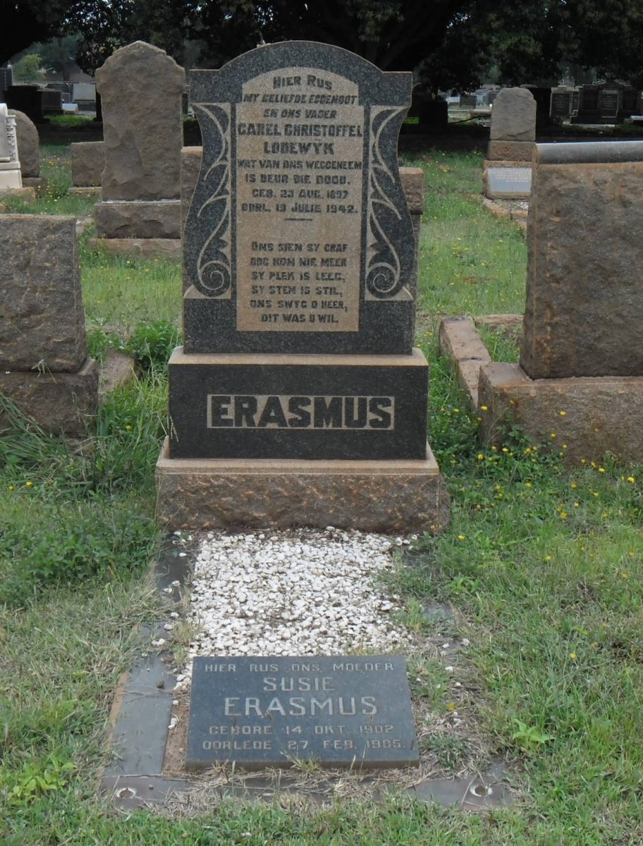 ERASMUS Carel Christoffel Lodewyk 1897-1942 &amp; Susie 1902-1965