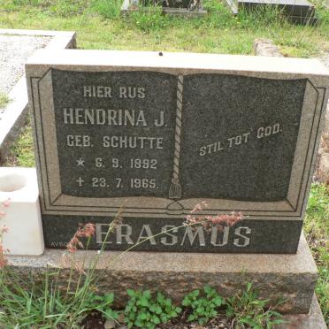ERASMUS Hendrina J. geb SCHUTTE 1892-1965