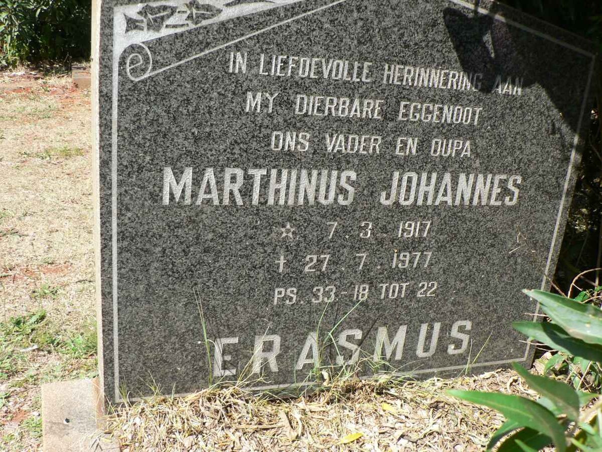 ERASMUS Marthinus Johannes 1917-1977