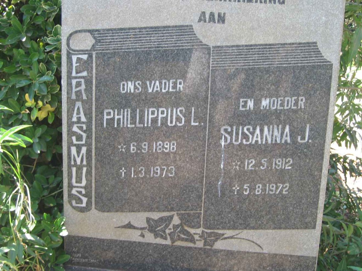 ERASMUS Phillippus L. 1898-1973 &amp; Susanna J. 1912-1972