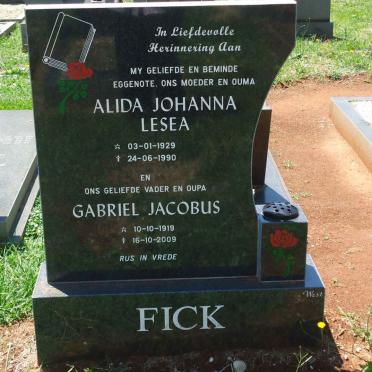 FICK Gabriel Jacobus 1919-2009 &amp; Alida Johanna Lesea 1929-1990