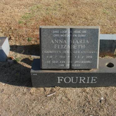 FOURIE Anna Maria Elizabeth voorgeen HORN geb CILLIERS 1916-1998