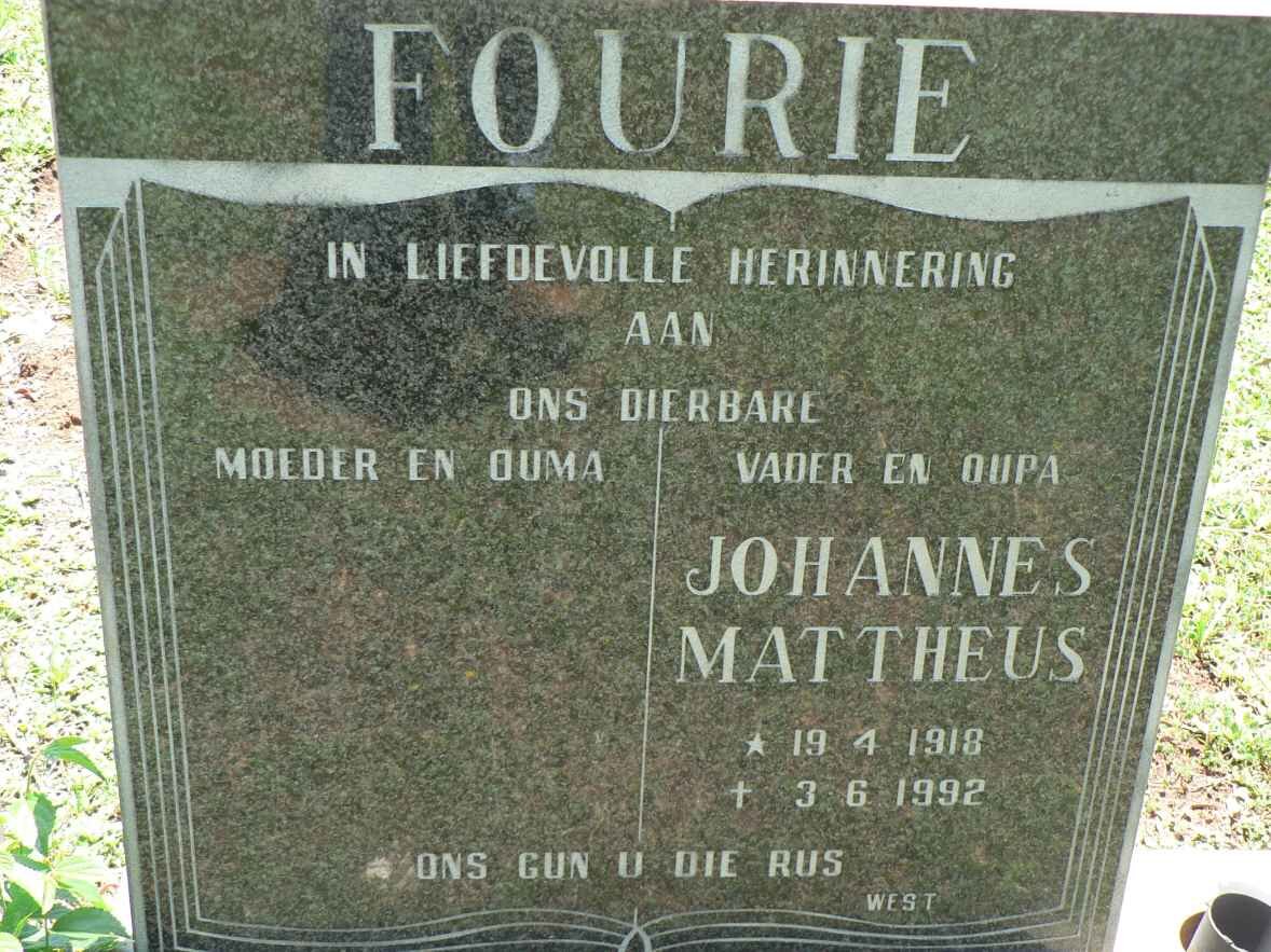 FOURIE Johannes Mattheus 1918-1992