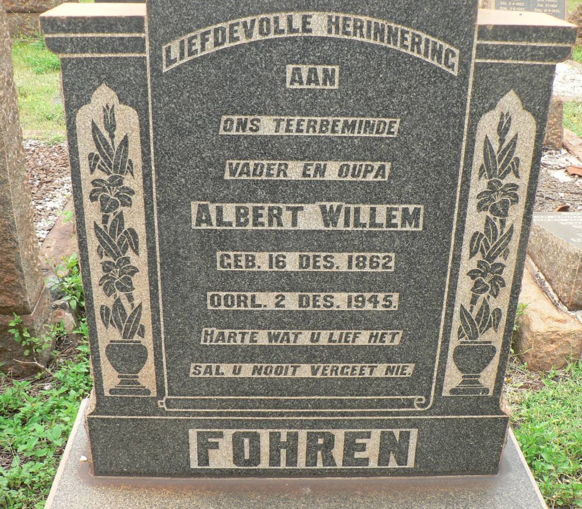 FOHREN Albert Willem 1862-1945