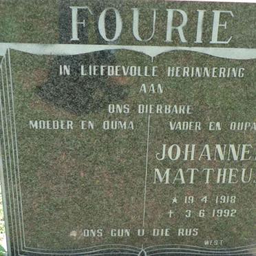FOURIE Johannes Mattheus 1918-1992