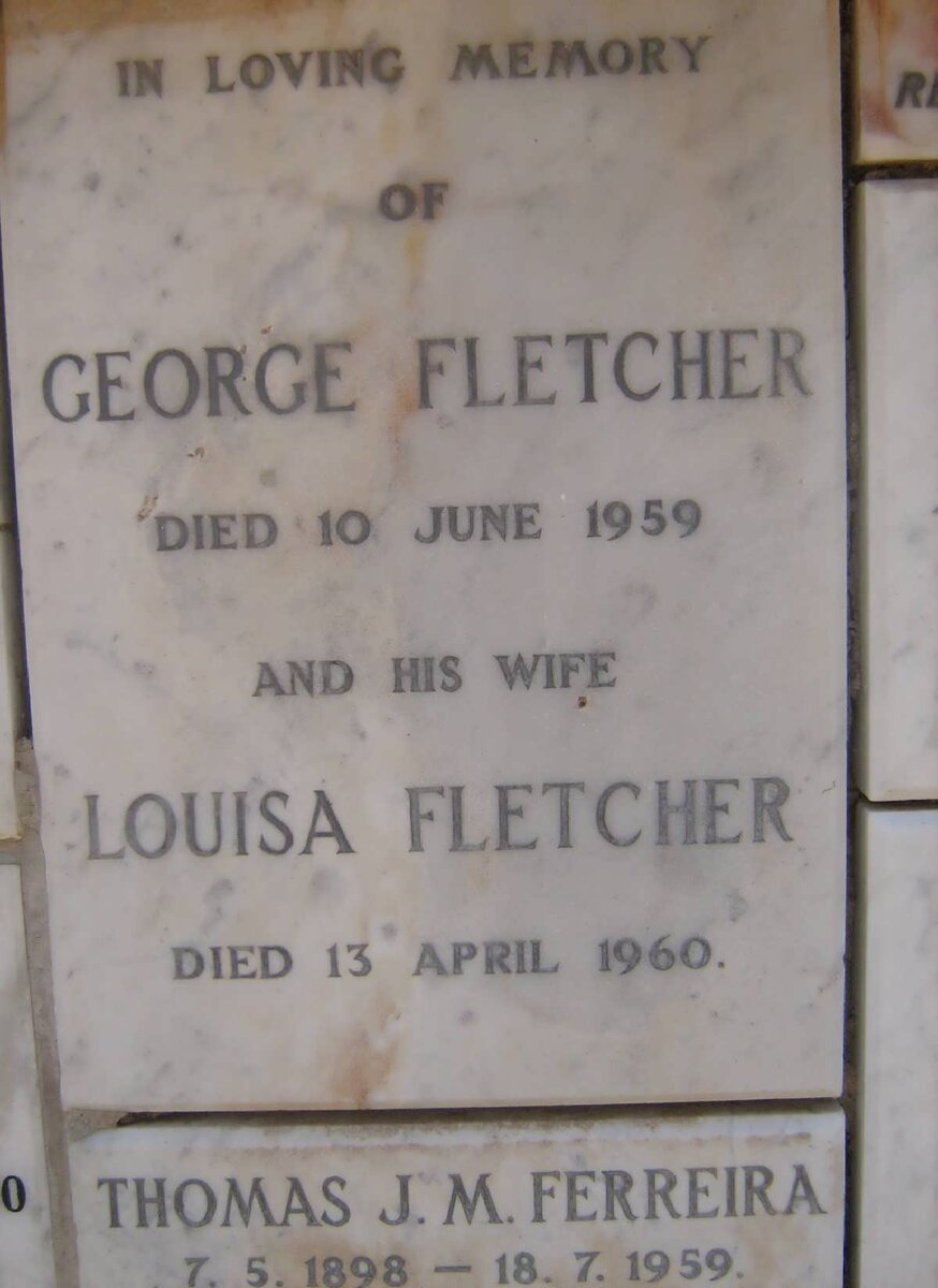 FLETCHER George -1959 &amp; Louisa -1960