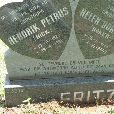 FRITZ Hendrik Petrus 1922-1992 &amp; Helen Dorothy 1925-2003