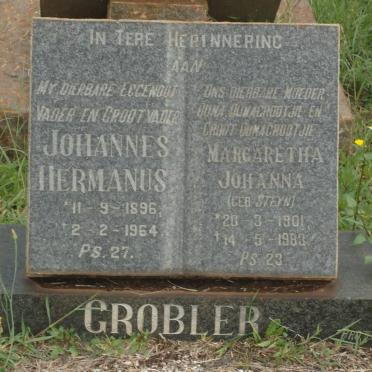 GROBLER Johannes Hermanus 1896-1964 &amp; Margaretha Johanna STEYN 1901-1983