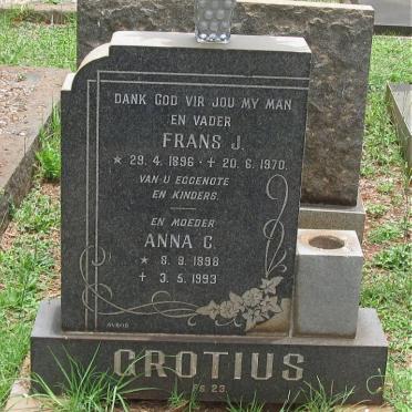 GROTIUS  Frans J. 1896-1970 &amp; Anna C. 1898-1993