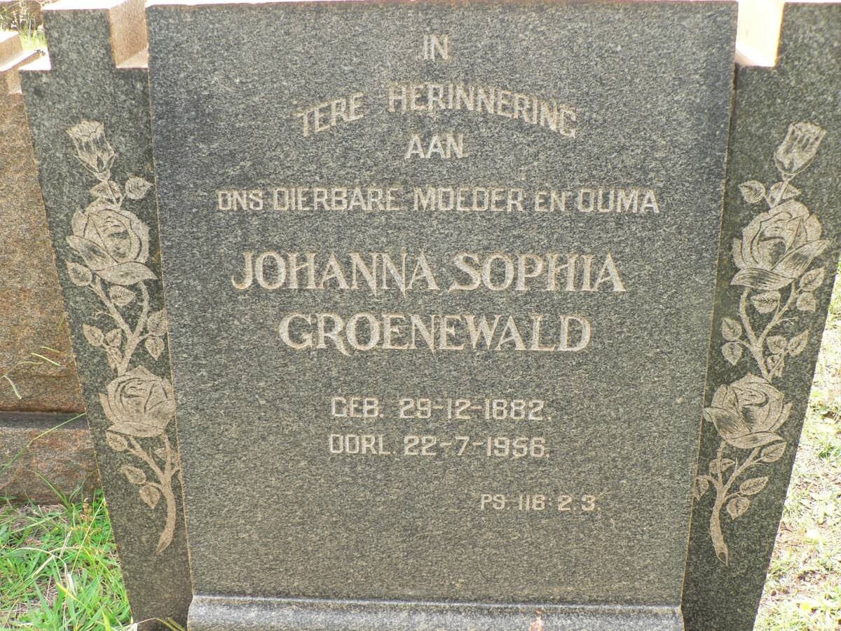 GROENEWALD Johanna Sophia 1882-1956