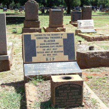 GLAESER Christina Theodora nee ACKERMANN 1857-1937 :: GLAESER Louis Victor Emanuel 1881-1948