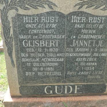 GUDE Gijsbert 1870-1951 &amp; Jannetje KROON 1875-1954