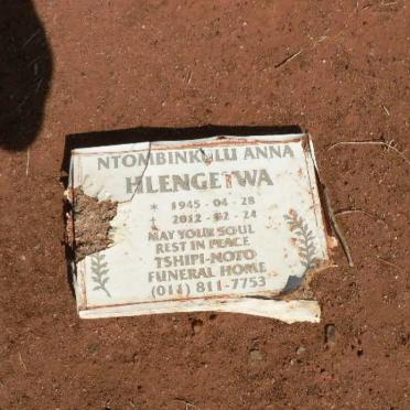 HLENGETWA Ntombinkulu Anna 1945-2012