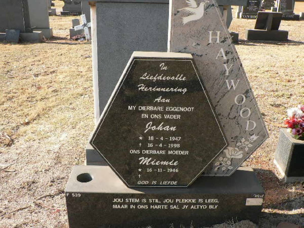 HAYWOOD Johan 1947-1998 &amp; Miemie 1946-