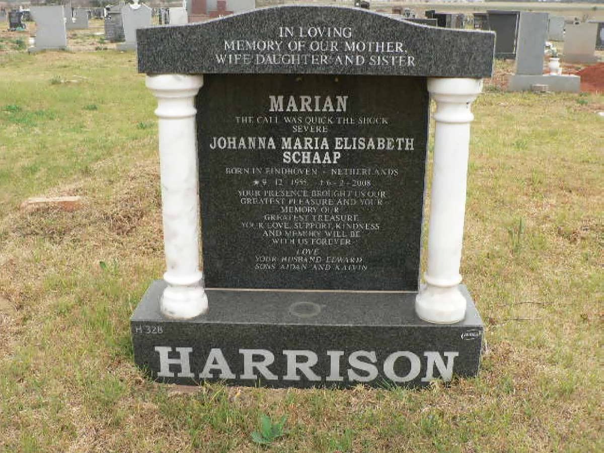 HARRISON Johanna Maria Elisabeth nee SCHAAP 1955-2008