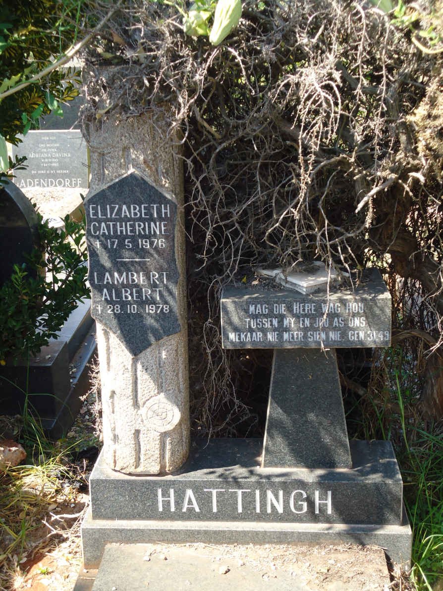 HATTINGH Lambert Albert -1978 &amp; Elizabeth Catherine -1975