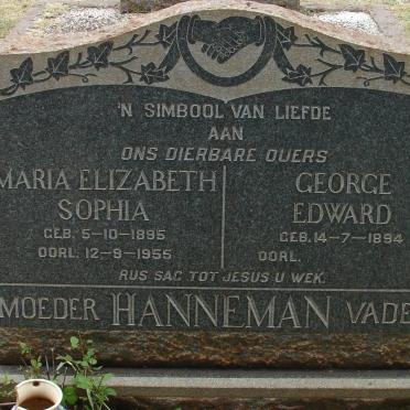 HANNEMAN George Edward 1894- &amp; Maria Elizabeth Sophia 1895-1955