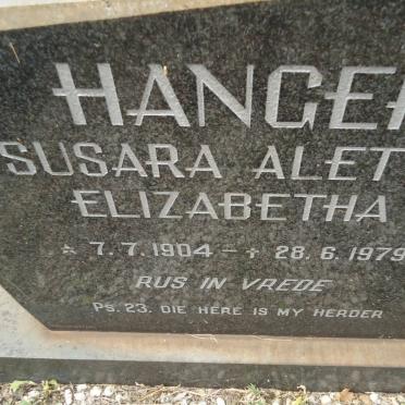 HANGER Susara Aletta Elizabetha 1904-1979