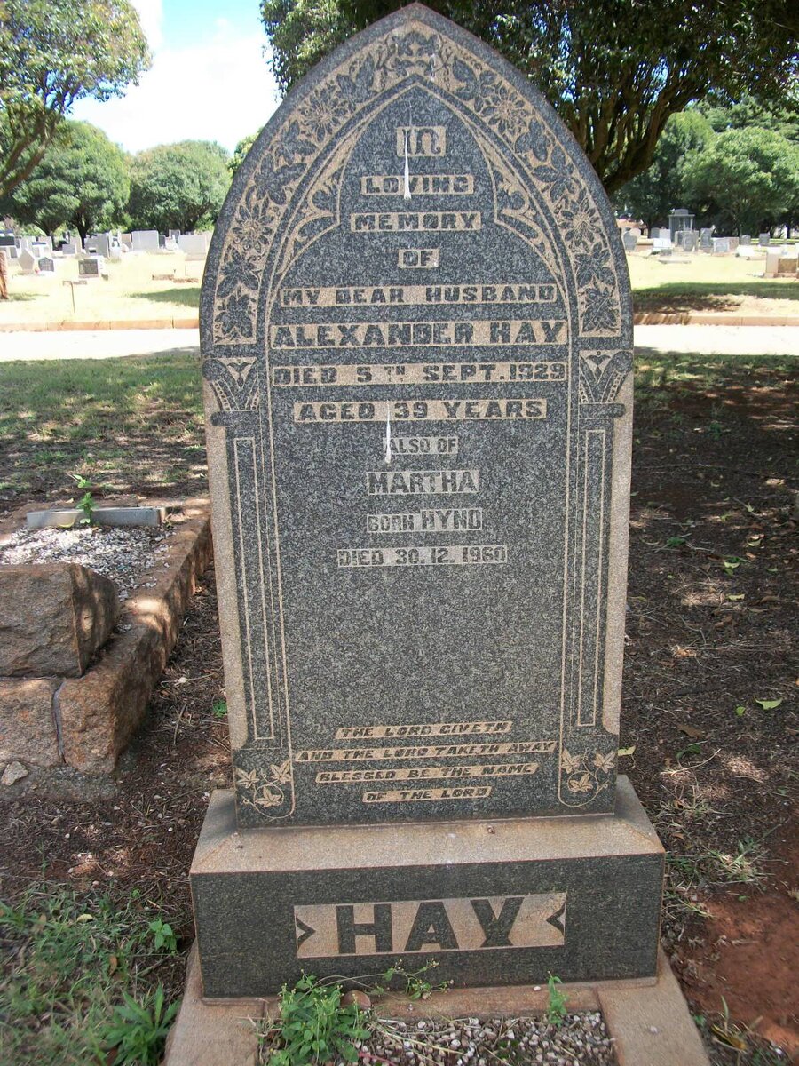 HAY Alexander -1929 &amp; Martha HYND -1960