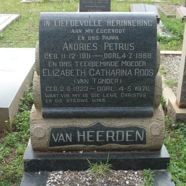 HEERDEN Andries Petrus, van 1911-1968 &amp; Elizabeth Catharina Roos VAN TONDER 1923-1976