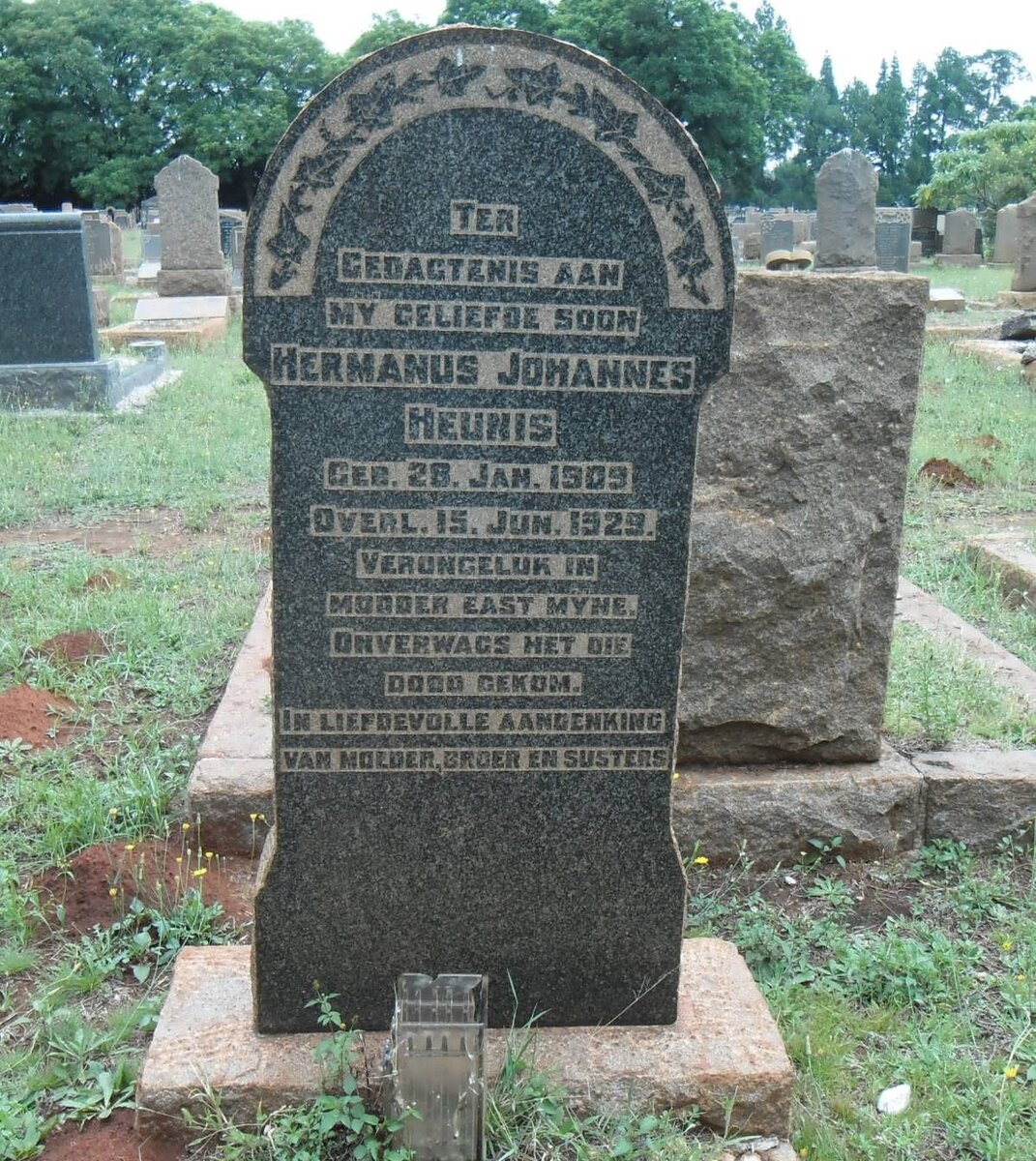 HEUNIS Hermanus Johannes 1909-1929