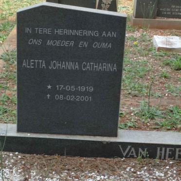 HEERDEN Marthinus Johannes Petrus, van 1916-1983 &amp; Aletta Johanna Catharina 1919-2001