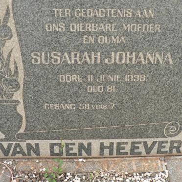 HEEVER Susarah Johanna, van den -1938