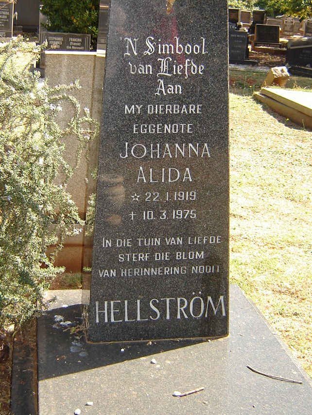 HELLSTROM Johanna Alida 1919-1975