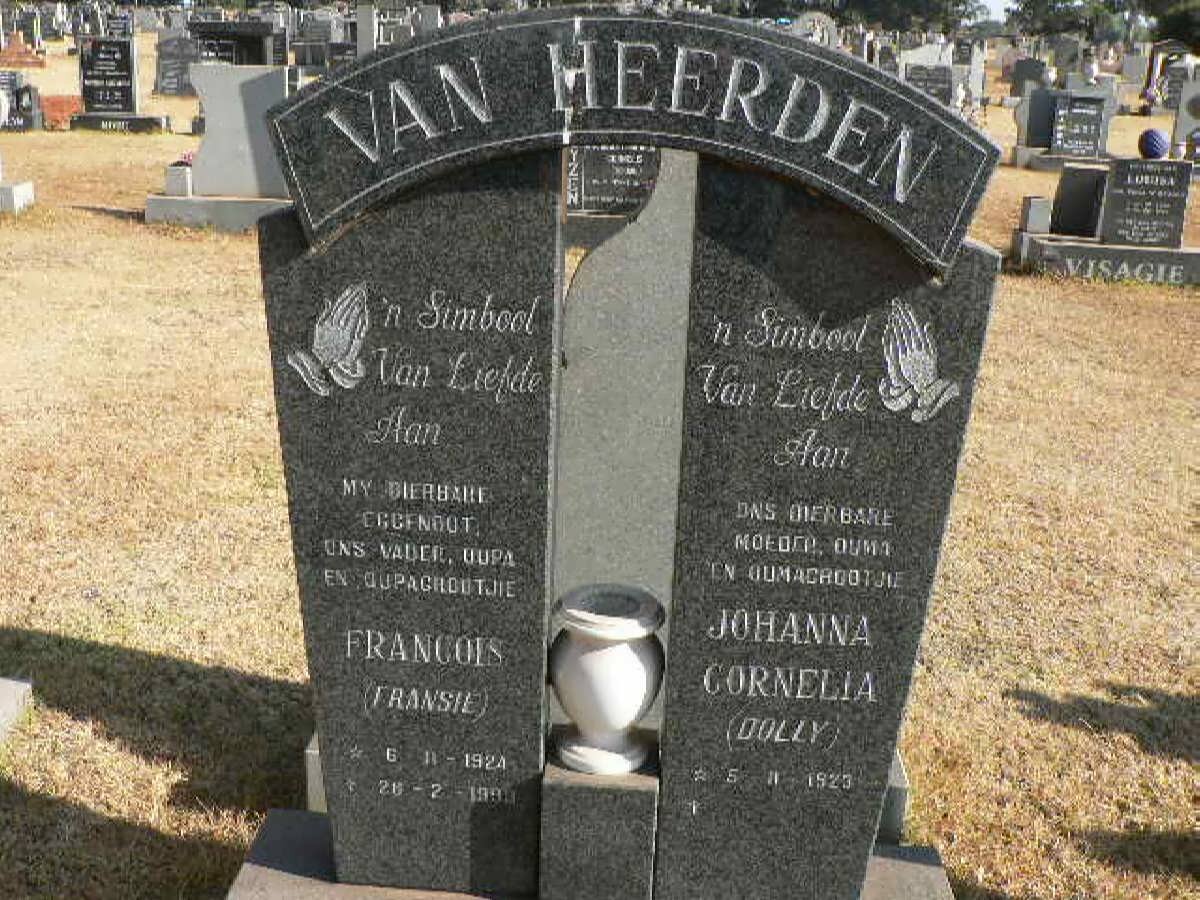 HEERDEN Francois, van 1924-1999 &amp; Johanna Cornelia 1923-