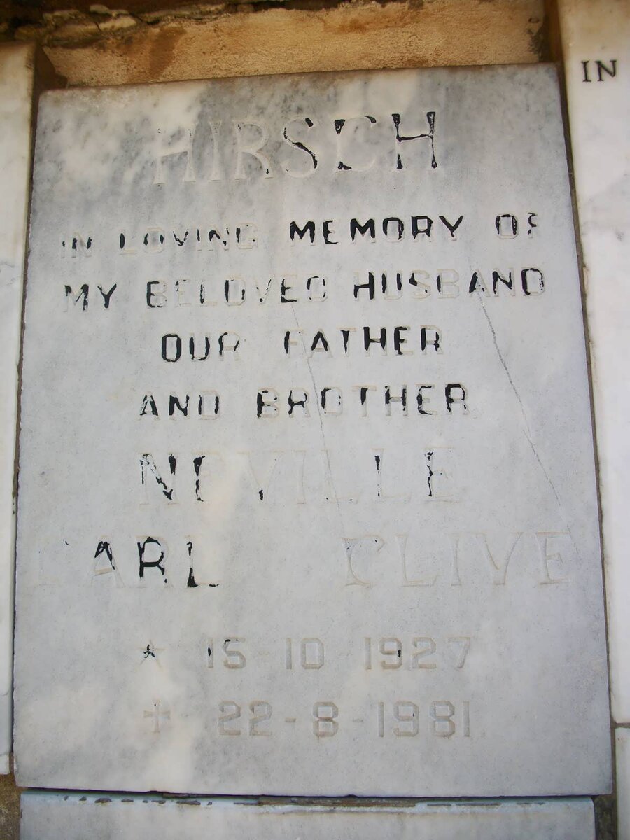 HIRSCH Neville Carl Clive 1927-1981