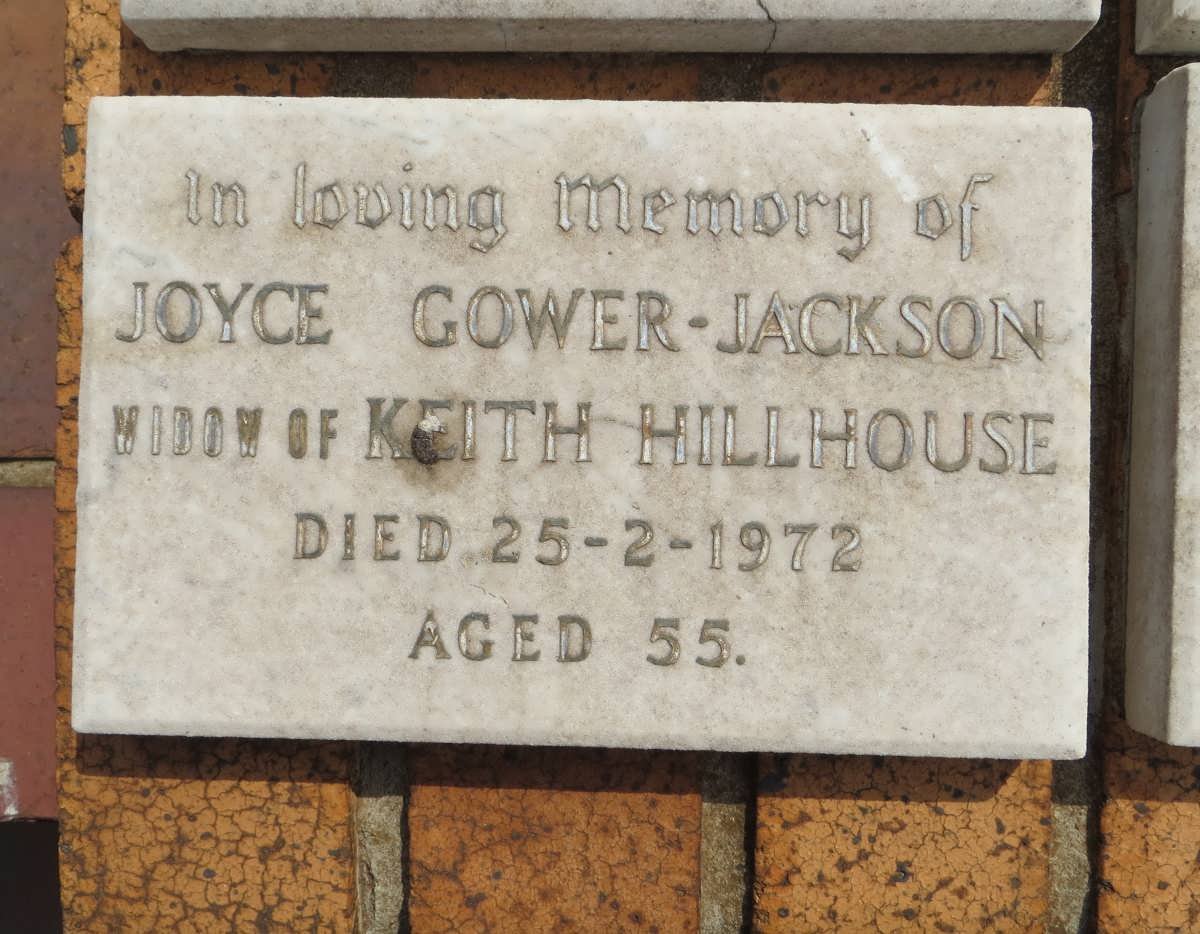 HILLHOUSE Joyce nee GOWER-JACKSON -1972