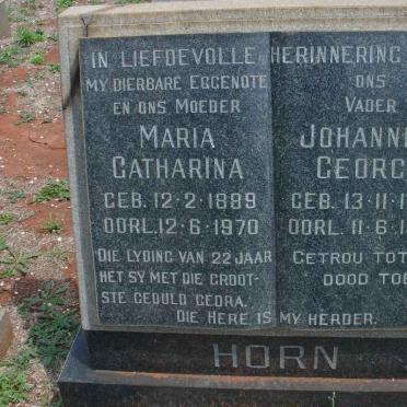 HORN Johannes George 1890-1975 &amp; Maria Catharina 1889-1970