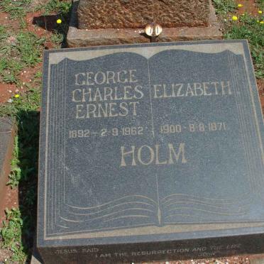 HOLM George Charles Ernest 1892-1962 &amp; Elizabeth 1900-1971