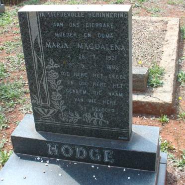 HODGE Maria Magdalena 1921-1962