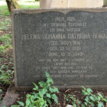 HUMAN Helena Johanna Catherina nee BOOYSEN 1889-1943
