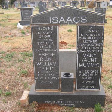 ISAACS Frederick William 1963-2007 &amp; Mary 1932-2009