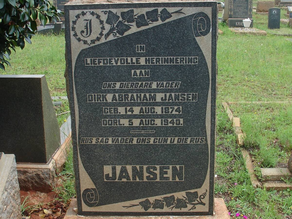JANSEN Dirk Abraham 1874-1940