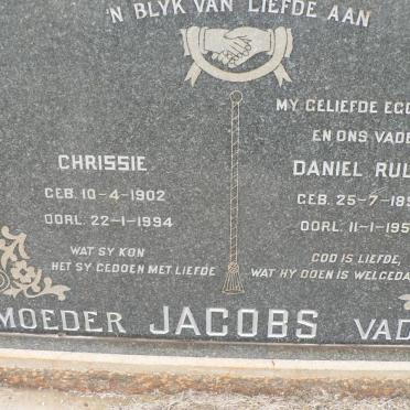 JACOBS Daniel Rulof 1896-1957 &amp; Chrissie 1902-1994