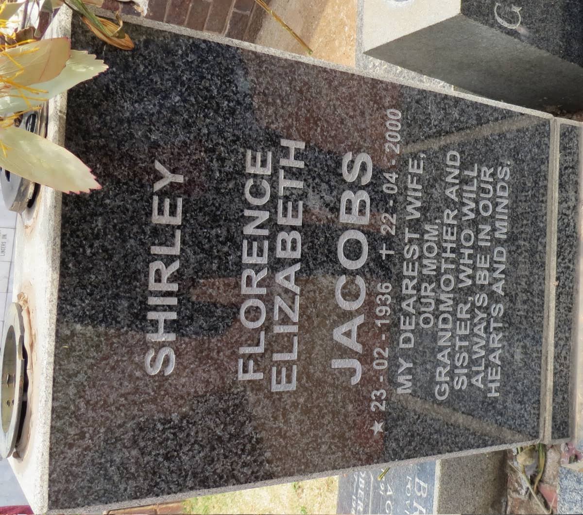 JACOBS Florence Elizabeth 1936-2000