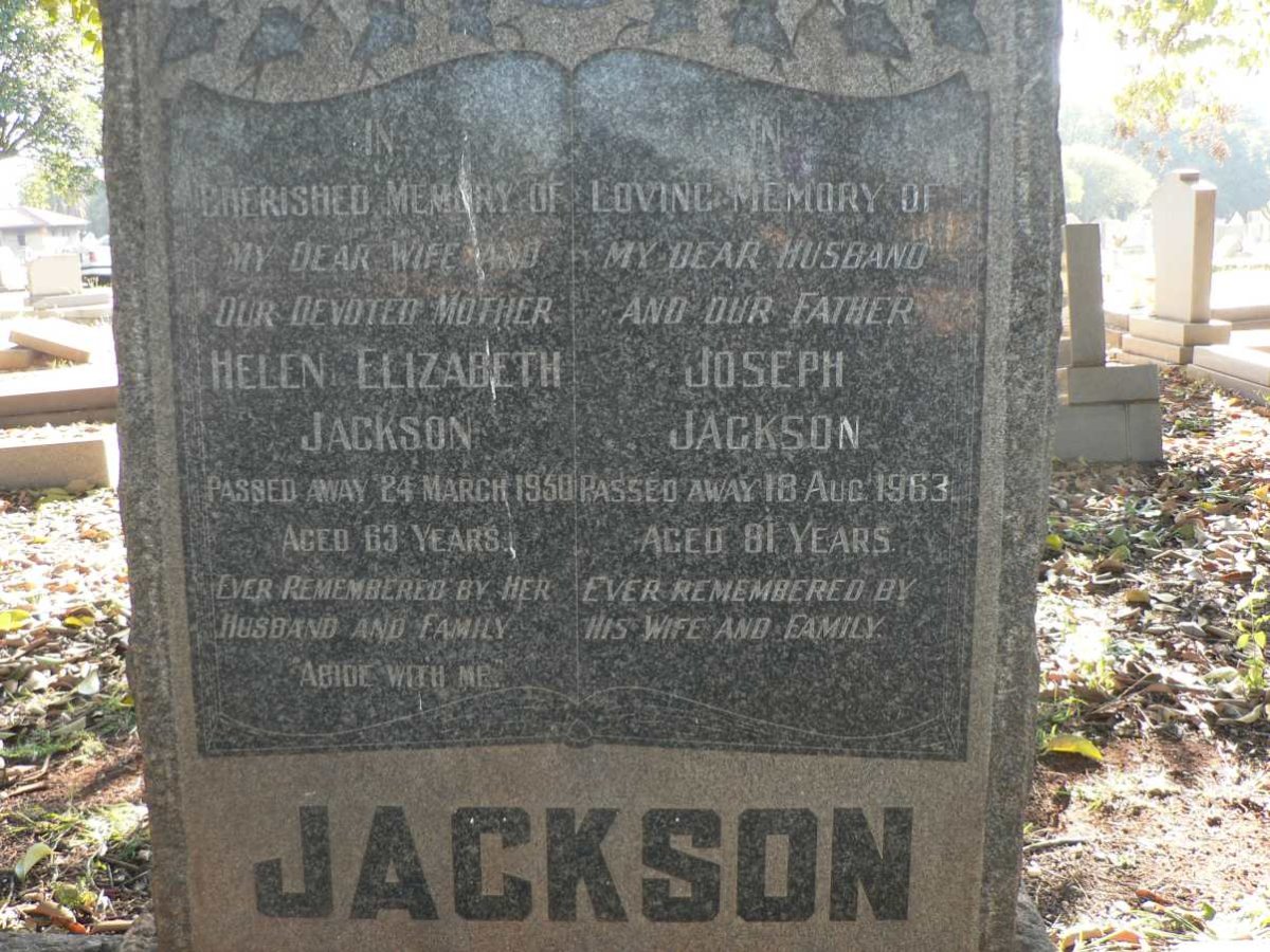 JACKSON Joseph -1963 &amp; Helen Elizabeth -1950