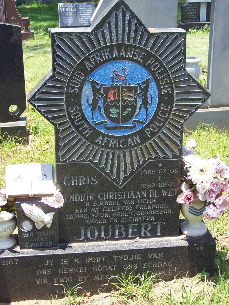 JOUBERT Hendrik Christiaan de Wet 1968-1992